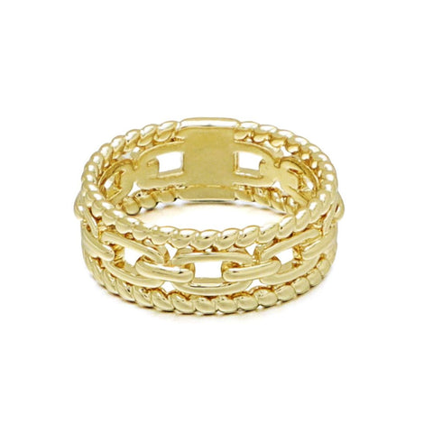 14k Gold Plated 3-Band Sandwich Ring