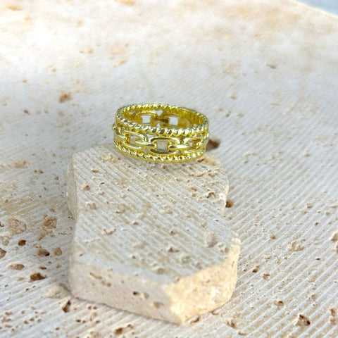 14k Gold Plated 3-Band Sandwich Ring