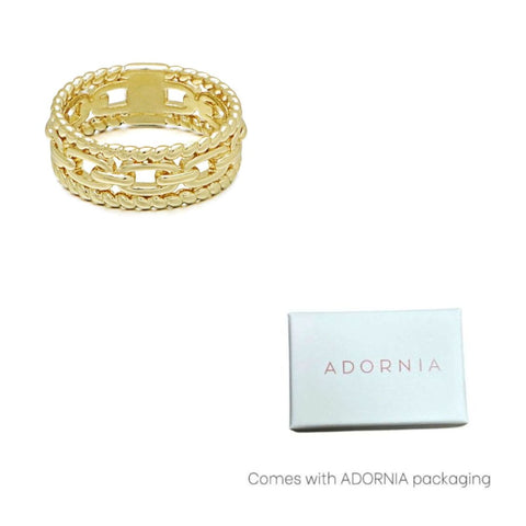 14k Gold Plated 3-Band Sandwich Ring