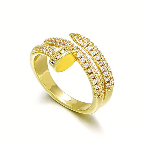 14k Gold Plated Double Wrap CZ Nail Ring