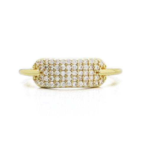 14k Gold Plated CZ Plate Ring