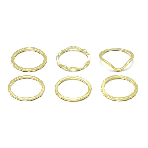 14k Gold Plated Wavy 6-Piece Band Set