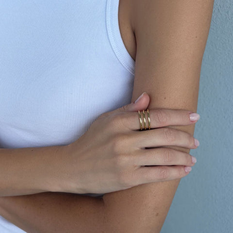 14k Gold Plated Adjustable 3-Band Ring