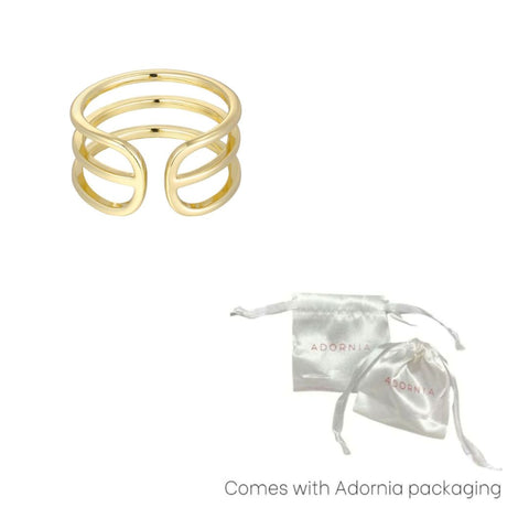 14k Gold Plated Adjustable 3-Band Ring