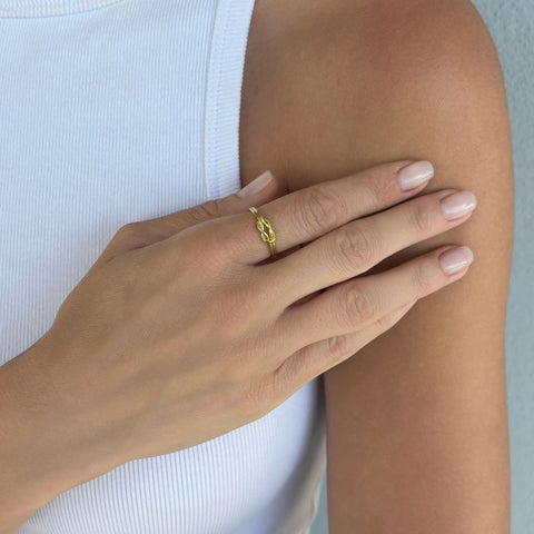14k Gold Plated Double Knot Ring