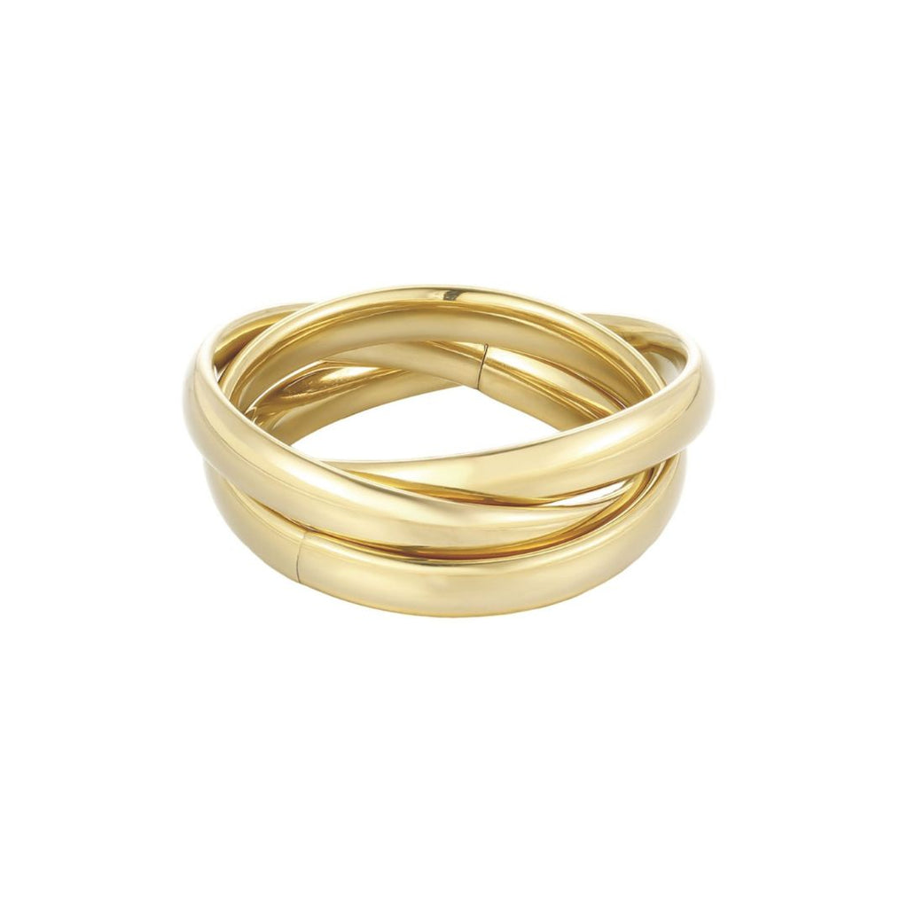 Tarnish Resistant 18k Gold Plated Rolling 3-Band Set