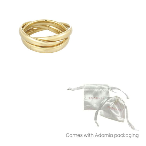 Tarnish Resistant 18k Gold Plated Rolling 3-Band Set