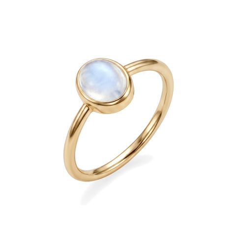 14k Gold Plated Oval Moonstone Ring