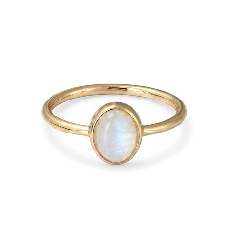 14k Gold Plated Oval Moonstone Ring