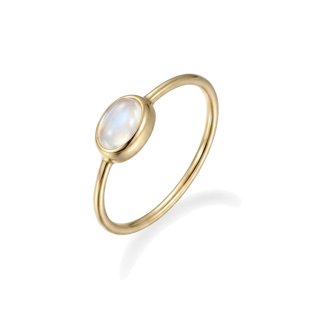 14k Gold Plated Mini Sideways Moonstone Ring