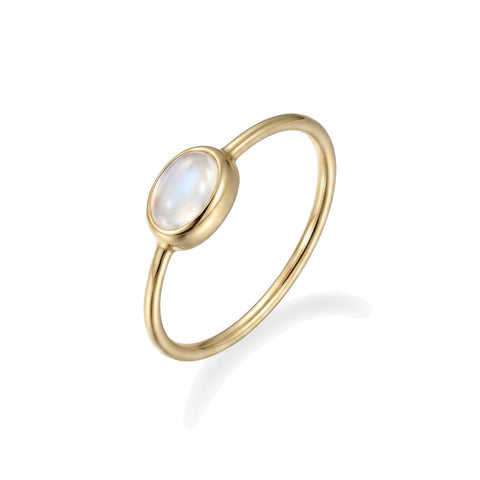 14k Gold Plated Mini Sideways Moonstone Ring