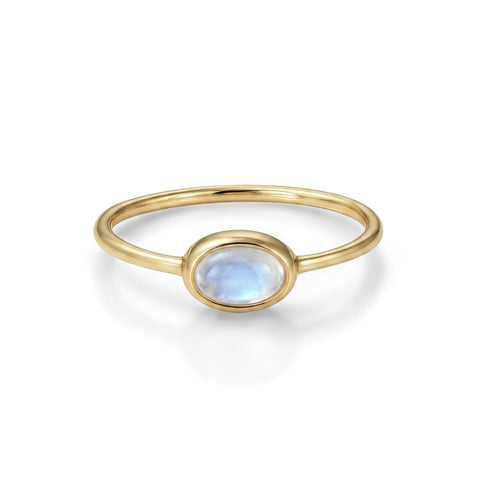 14k Gold Plated Mini Sideways Moonstone Ring