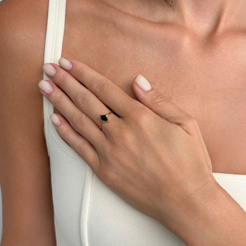 14k Gold Plated Kite Onyx Ring