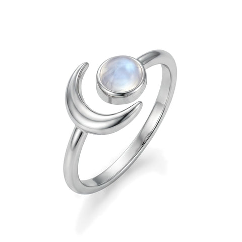 Silver Plated Celestial Moonstone Ring