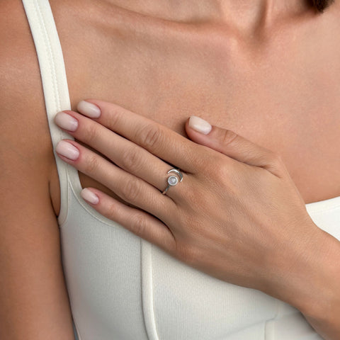 Silver Plated Celestial Moonstone Ring