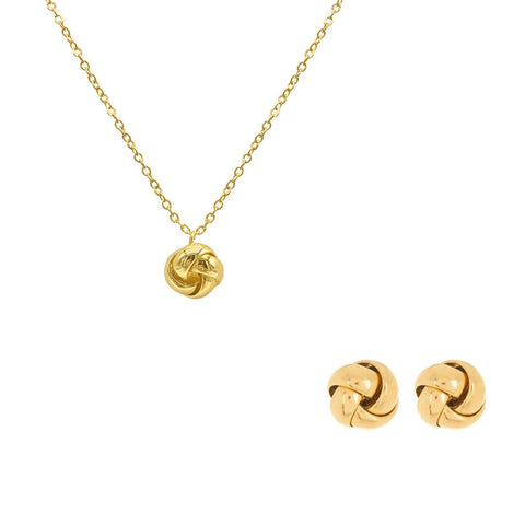14k Gold Plated Knot Necklace and Earring Set