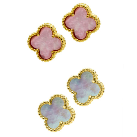 Mother of Pearl Clover Stud Set