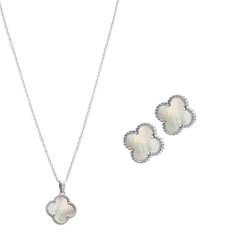 Mother of Pearl Flower Necklace and Earring Set