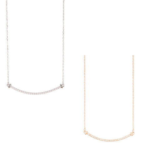 Crystal Curved Bar Necklace Set