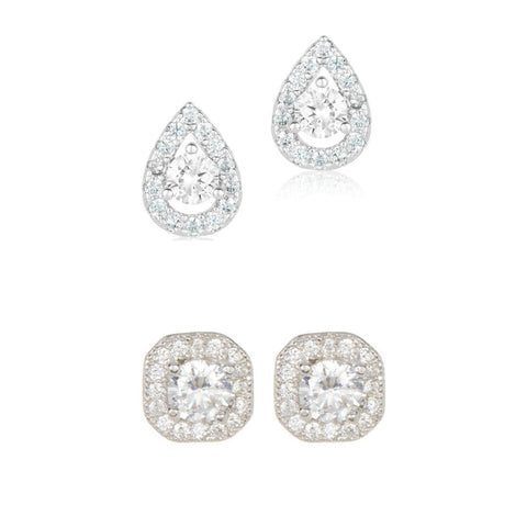 Halo Crystal Stud Earring Set