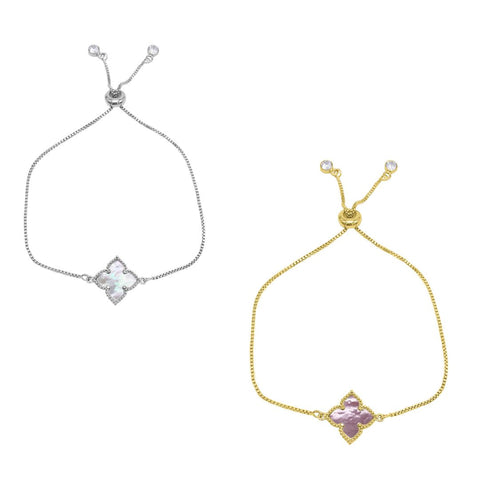 Flower Adjustable Bolo Bracelet Set