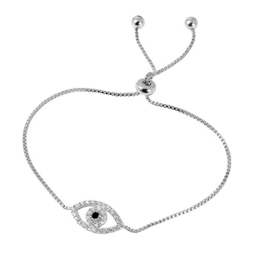Adornia Adjustable Evil Eye Bracelet with Pull Ties silver – ADORNIA