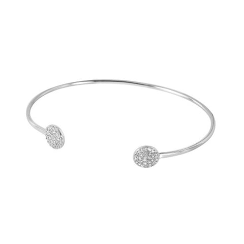 Open Cuff with Crystal Circle Ends silver