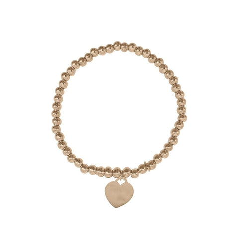 Beaded Stretch Bracelet with Heart Charm silver gold rose gold