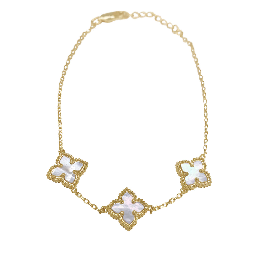 Color Blossom Necklace, Yellow Gold, White Mother-Of-Pearl And