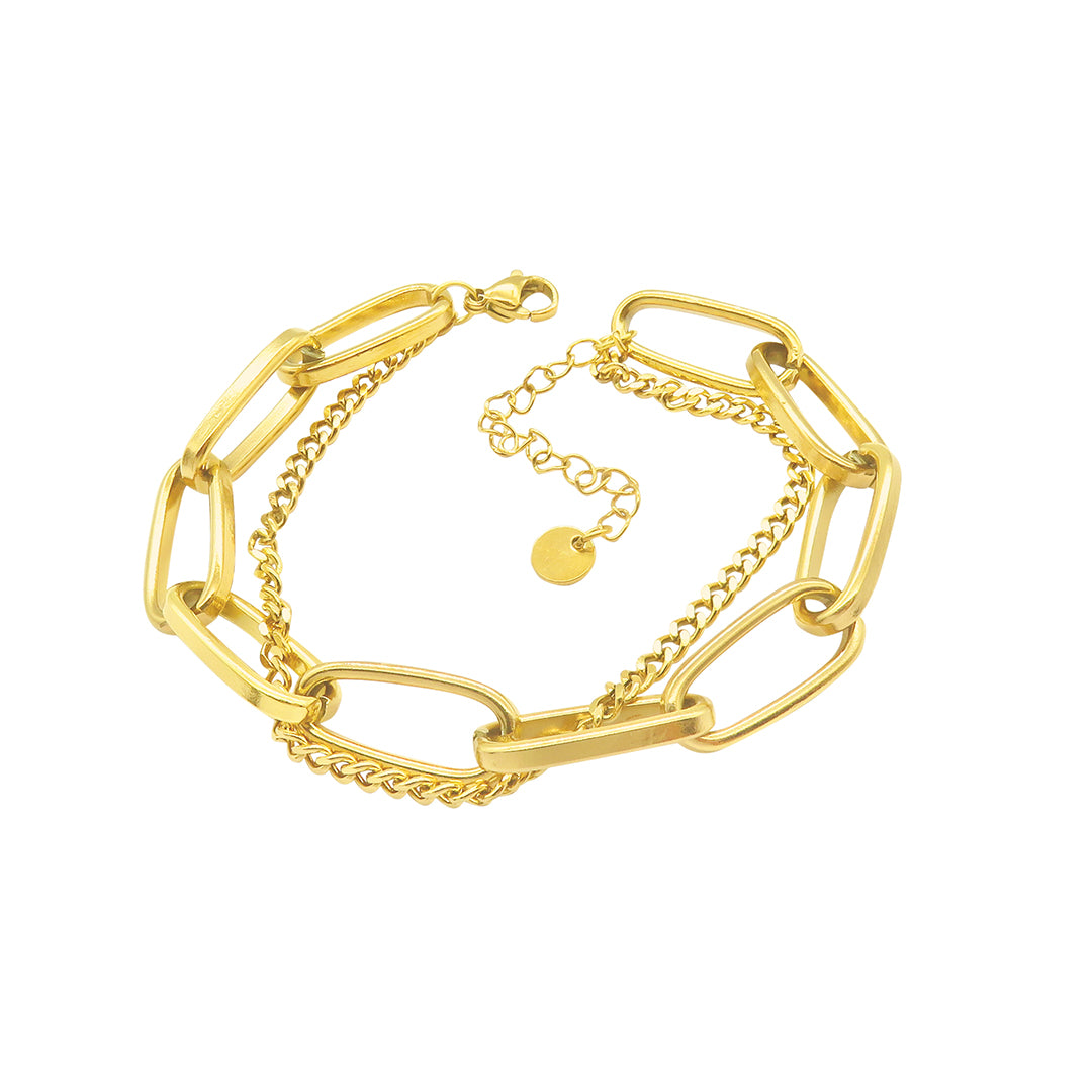 14K Solid Gold Tiny Paper Clip Link Bracelet