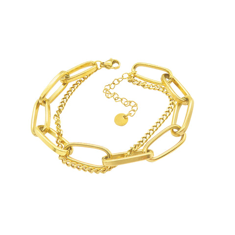 Oversized Paper Clip Mixed Chain Bracelet gold