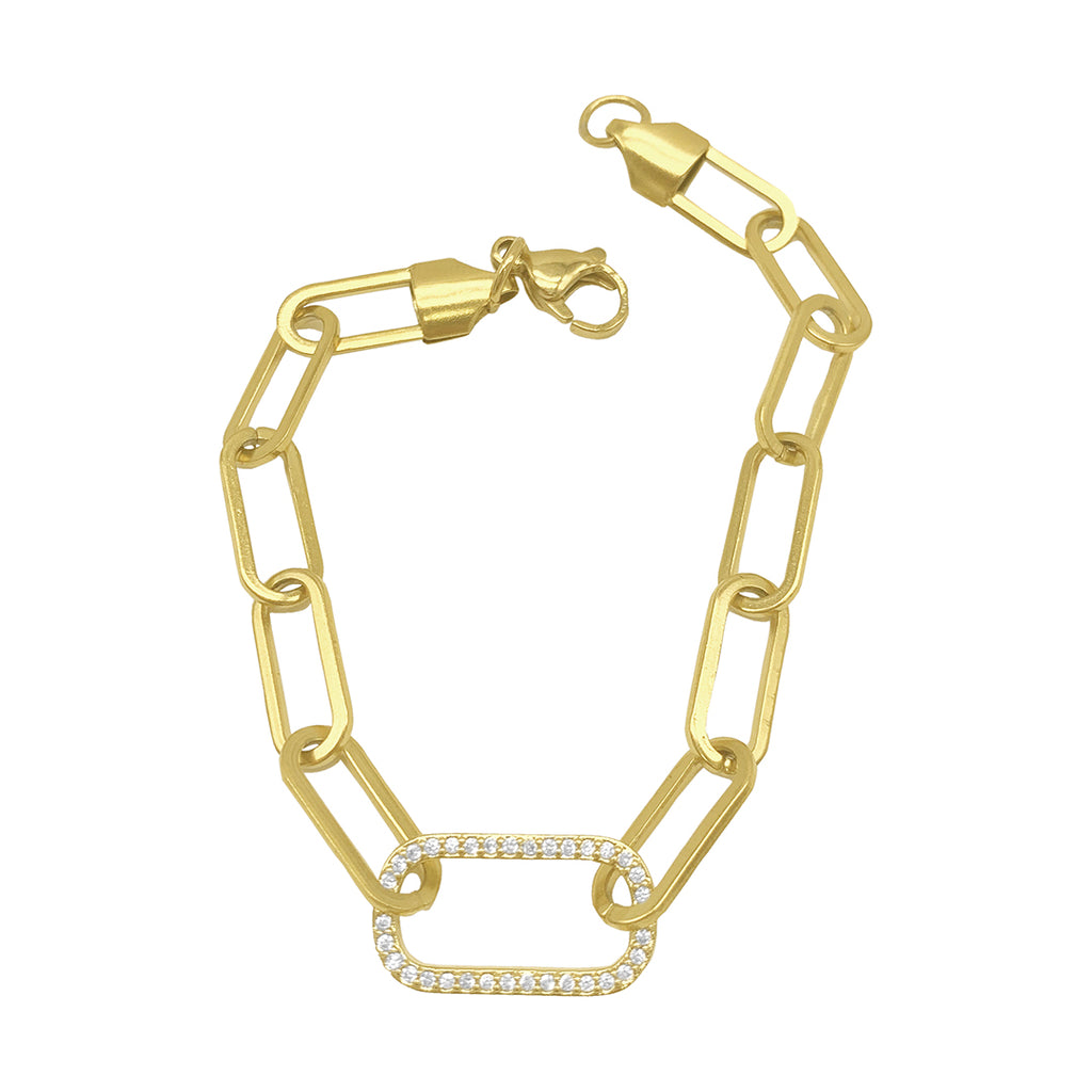 Paper Clip Chain with Oversized Link Bracelet gold