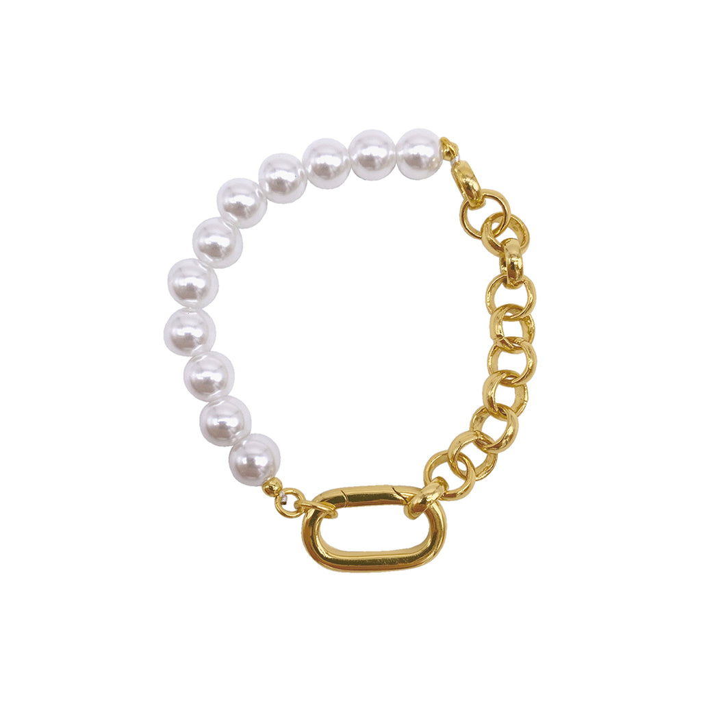 Pearl Chain Half and Half Bracelet gold