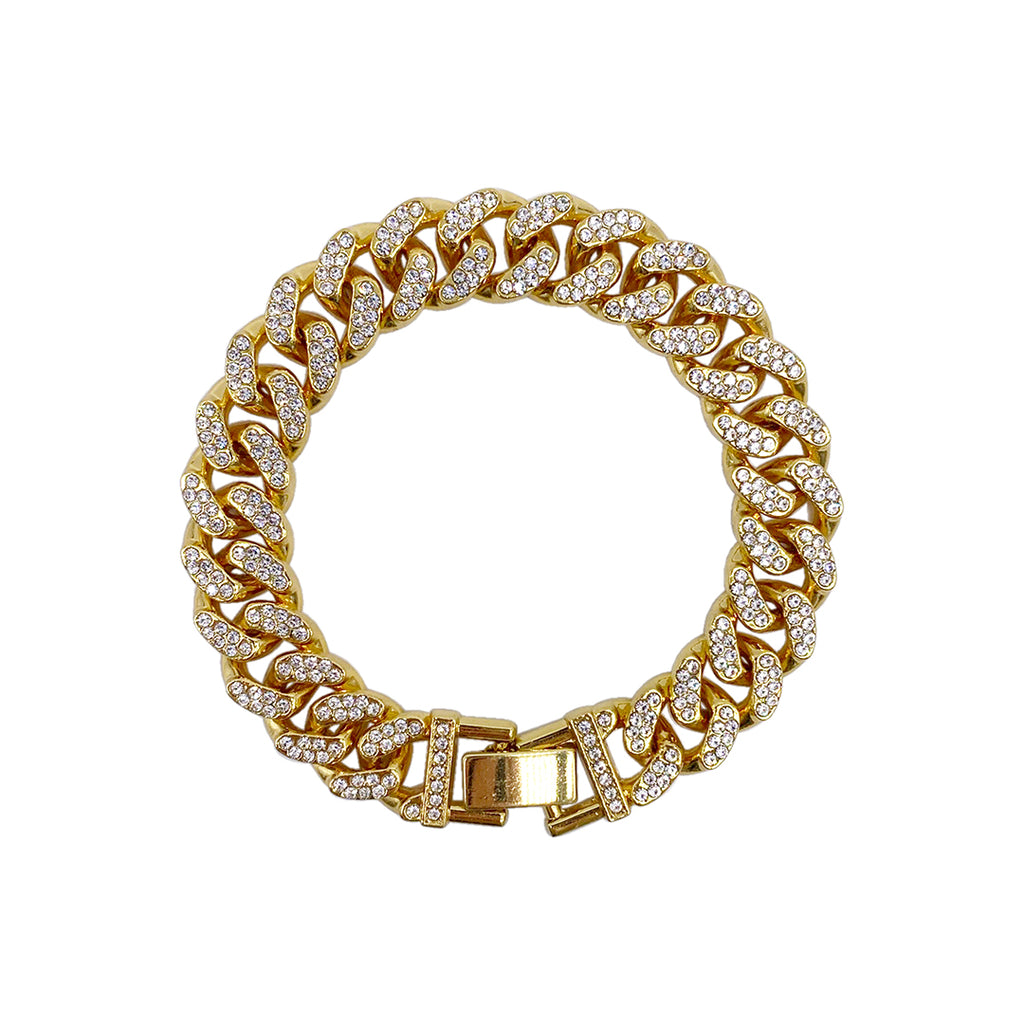 Flat Curb CZ Chain Bracelet gold