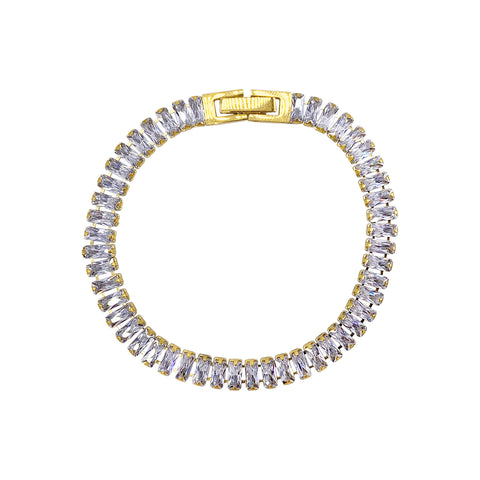 Baguette Crystal Tennis Bracelet gold