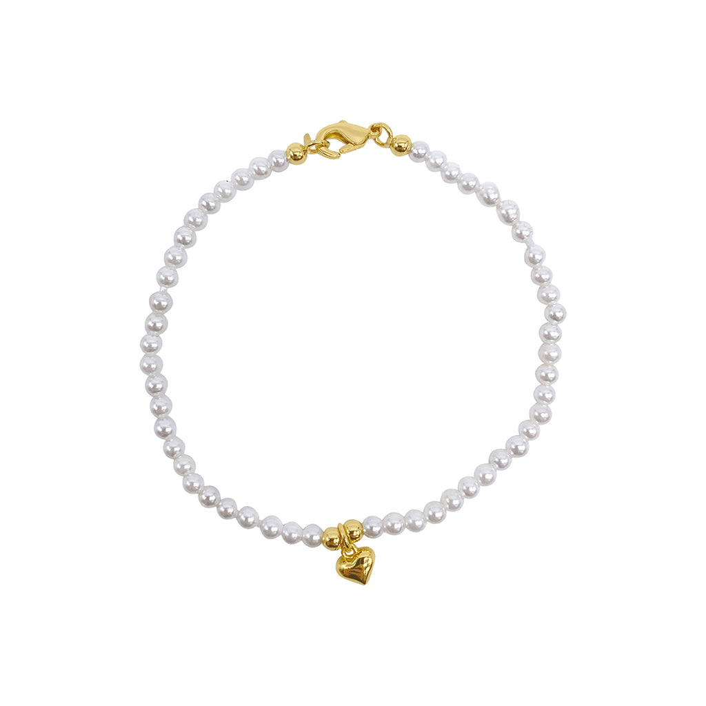 Seed Pearl and Heart Bracelet gold