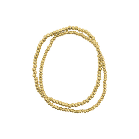 Set of 2mm and 3mm Ball Bracelets gold