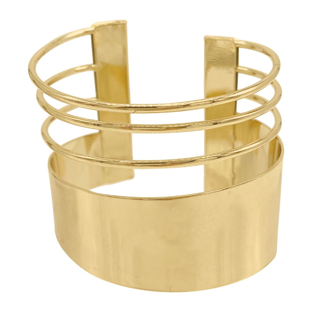 14k Gold Plated Multi Strand Tall Cuff Bracelet – ADORNIA