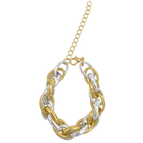 Silver and Gold Woven Chain Bracelet