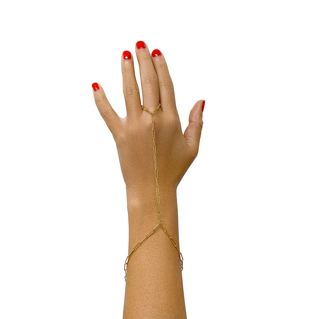 14k Gold Plated Paper Clip Hand Chain