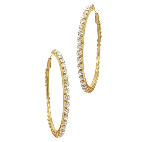 Crystal Pave Large Hoops gold