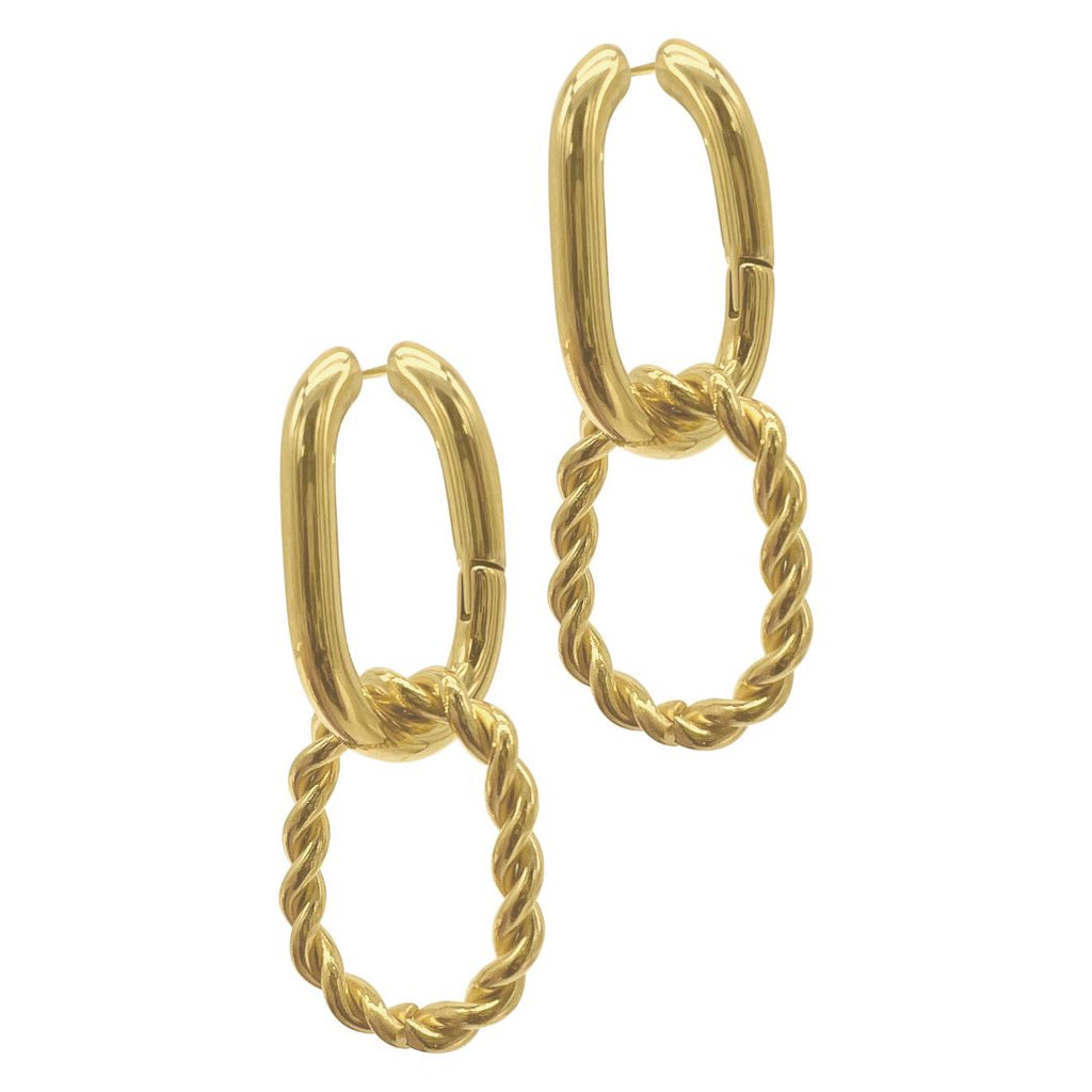 Cable Link Drop Earrings gold