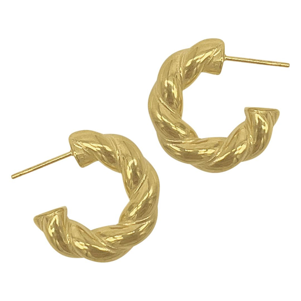 Tarnish Resistant 14k Gold Plated Chubby Twist Hoops