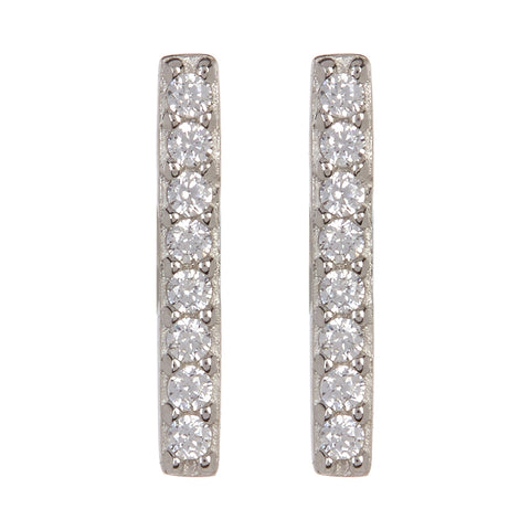 Crystal Bar Studs silver