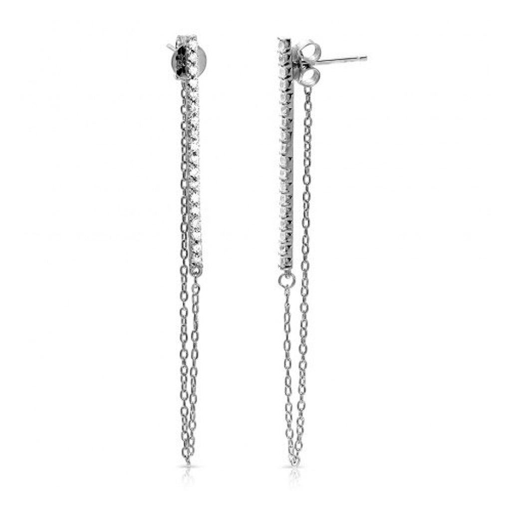Vertical Bar Drop Chain Earrings silver