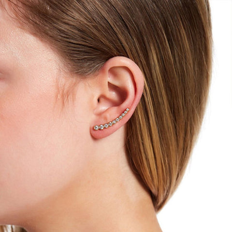 Bezeled Ear Climber Earrings gold