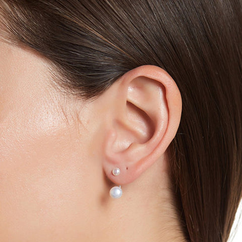 Freshwater Pearl Jacket Earrings silver