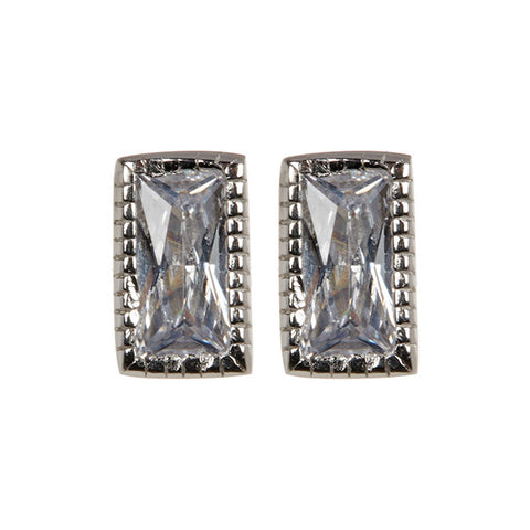 Baguette Rectangle Cut Stud Earrings silver