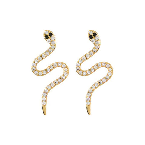 Snake Crystal Earrings silver gold