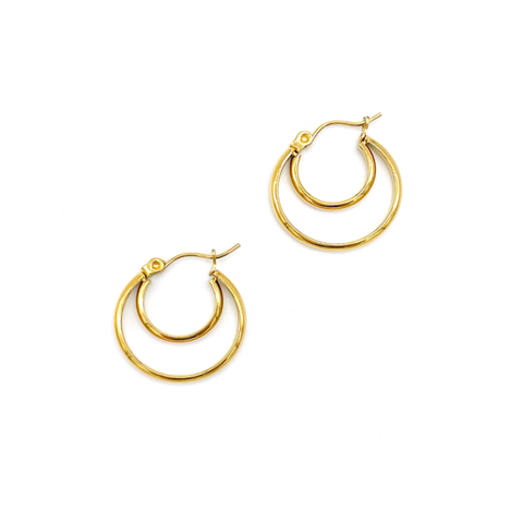 Crescent Midi Hoops silver gold